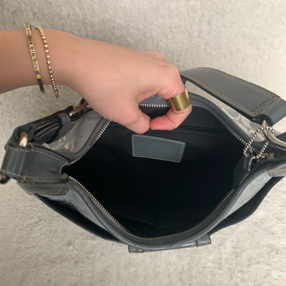 Leather trim coach bag